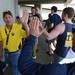 Michigan fans high-five outside of the Georgia Dome before the start of the Final Four in Atlanta on Saturday, April 6, 2013. Melanie Maxwell I AnnArbor.com